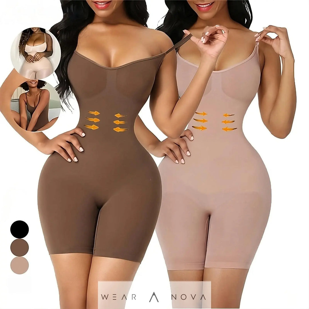 Premium Shapewear Bodysuit with adjustable straps seamless midsection 78% nylon 22% spandex smooths waist and hips