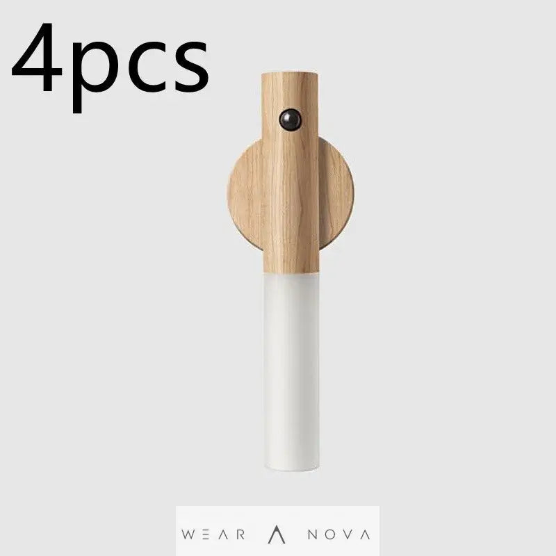 Auto LED USB Magnetic Wood Wireless Night Light Corridors Porch Lights PIR Motion Sensor Wall Light Cabinet Lamp  Magnetic led 