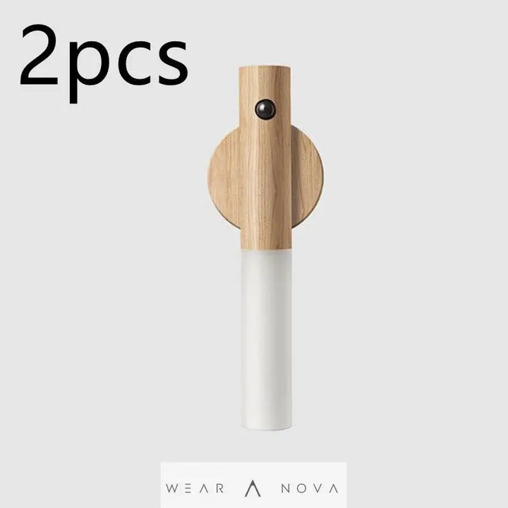 Auto LED USB Magnetic Wood Wireless Night Light Corridors Porch Lights PIR Motion Sensor Wall Light Cabinet Lamp  Magnetic led 