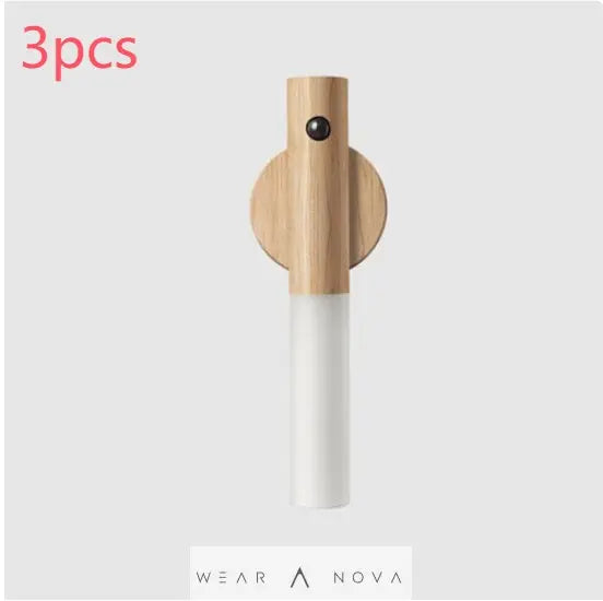 Auto LED USB Magnetic Wood Wireless Night Light Corridors Porch Lights PIR Motion Sensor Wall Light Cabinet Lamp  Magnetic led 