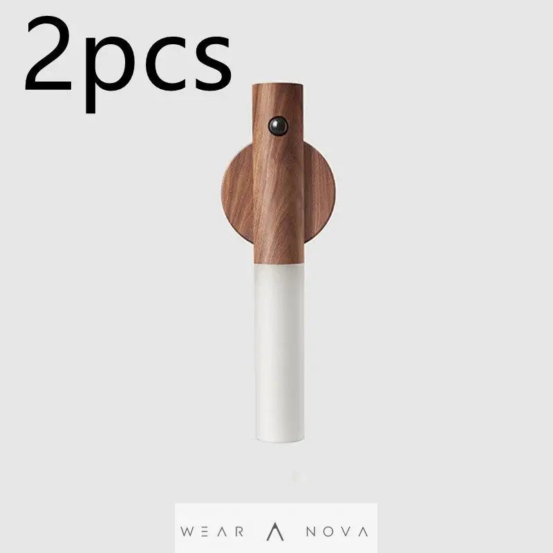 Auto LED USB Magnetic Wood Wireless Night Light Corridors Porch Lights PIR Motion Sensor Wall Light Cabinet Lamp  Magnetic led 