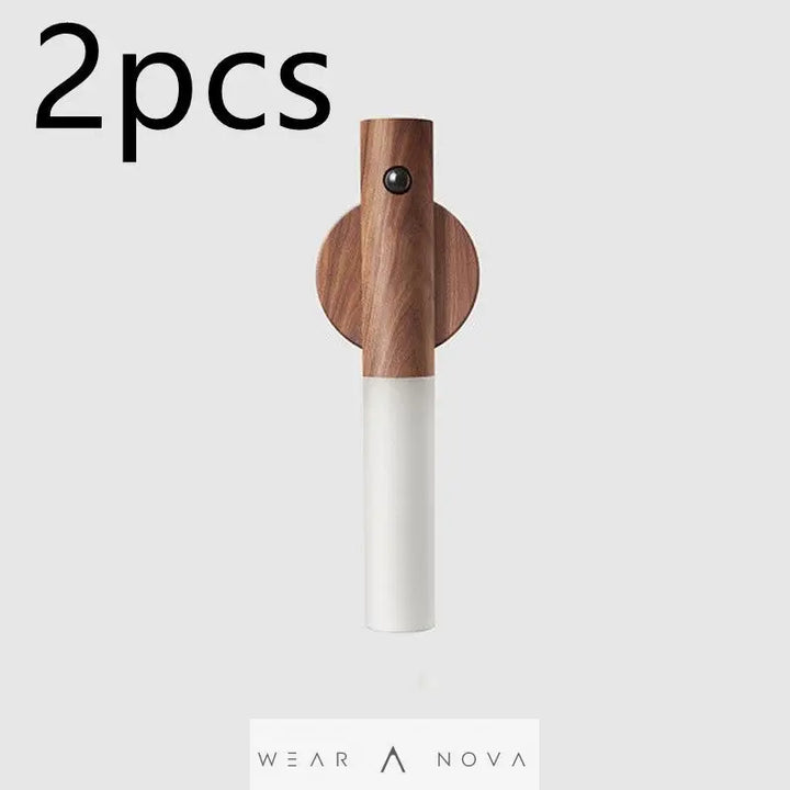 Auto LED USB Magnetic Wood Wireless Night Light Corridors Porch Lights PIR Motion Sensor Wall Light Cabinet Lamp  Magnetic led 