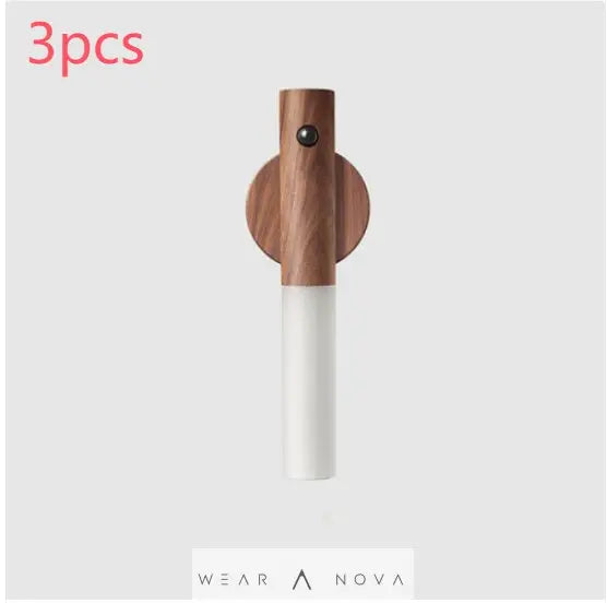 Auto LED USB Magnetic Wood Wireless Night Light Corridors Porch Lights PIR Motion Sensor Wall Light Cabinet Lamp  Magnetic led 
