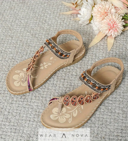Bohemian Thong Sandals Summer Fashion Flowers Flat Beach Shoes For Women  Shoes 