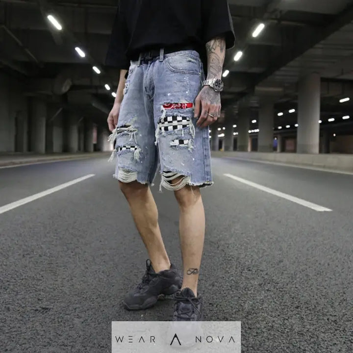 Brand Name Loose Denim Shorts for Men - Relaxed Fit, Versatile Summer Style  denim shorts 
