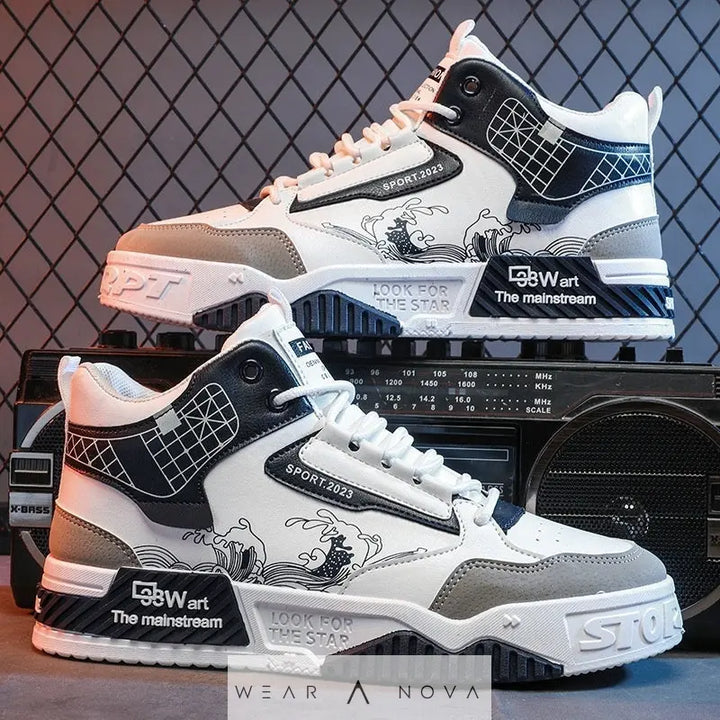 Men's Shoes Increased Easy Wear Borad Shoe Summer Casual Sports High-top Trendy Shoes - WearaNova