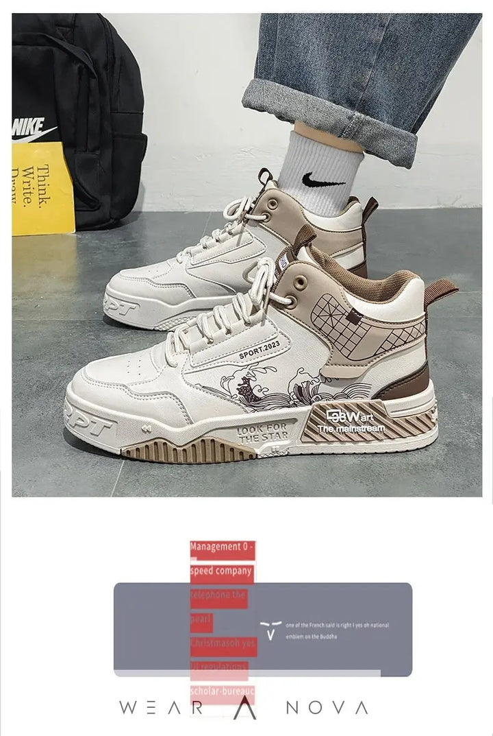 Men's Shoes Increased Easy Wear Borad Shoe Summer Casual Sports High-top Trendy Shoes - WearaNova