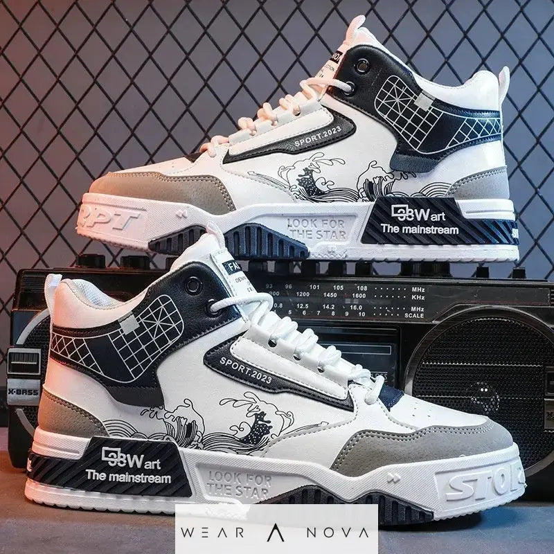 Men's Shoes Increased Easy Wear Borad Shoe Summer Casual Sports High-top Trendy Shoes - WearaNova