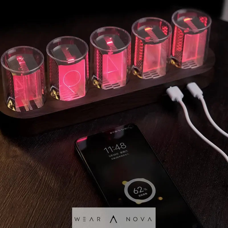 Colorful Retro Night Clock LED with color-changing LED ring retro dial night-light mode and electronic or mechanical wind modes