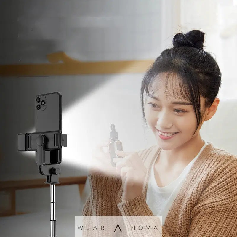 Bracket Telescopic Compatible with Apple, Mobile Phone Selfie Stick Bluetooth Integrated Video Camera Live Tripod Phone Stand For Phone Accessorie - WearaNova