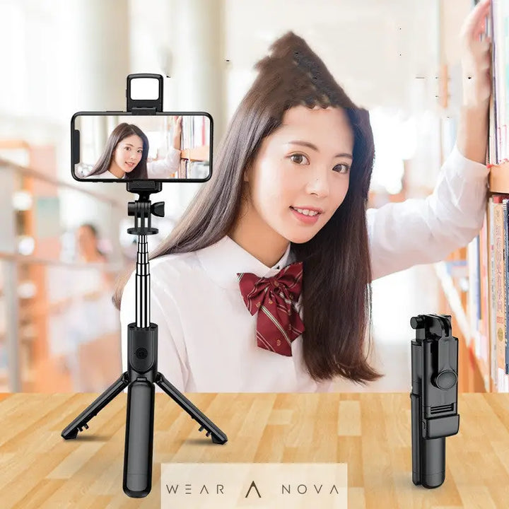 Bracket Telescopic Compatible with Apple, Mobile Phone Selfie Stick Bluetooth Integrated Video Camera Live Tripod Phone Stand For Phone Accessorie - WearaNova