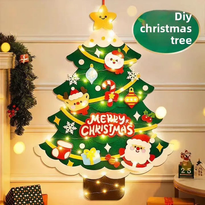 DIY Felt Christmas Tree Wall Decoration with LED Lights  Christmas NewEraWear