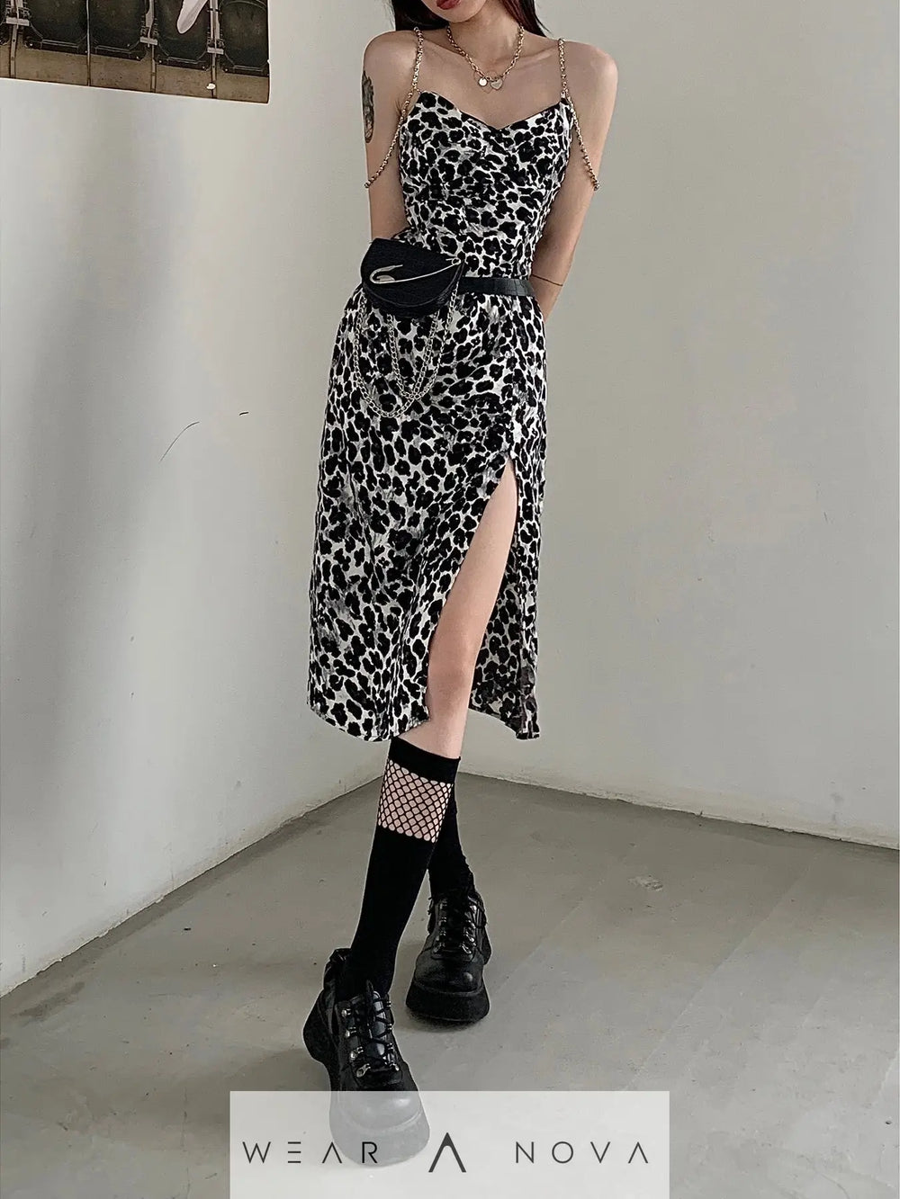 Dark Sexy Leopard Print Suspender Dress  Summer Dress Women 