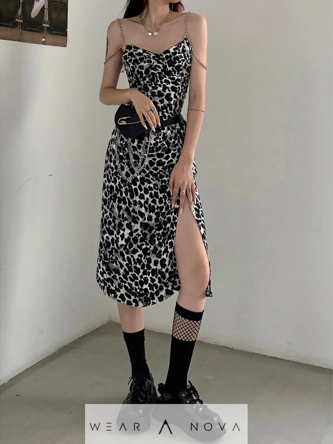 Dark Sexy Leopard Print Suspender Dress  Summer Dress Women 