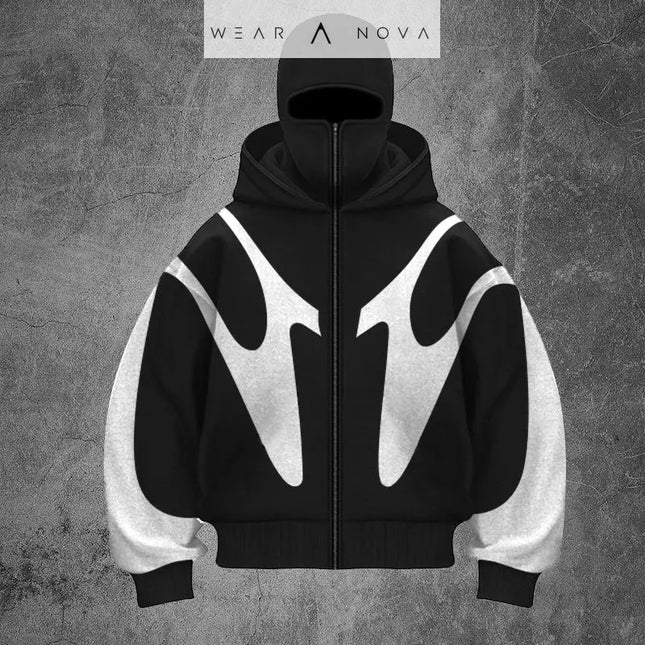 Double Hooded Sweater Unisex  with Graphic Design for Winter  Hooded Unisex Black-XXL