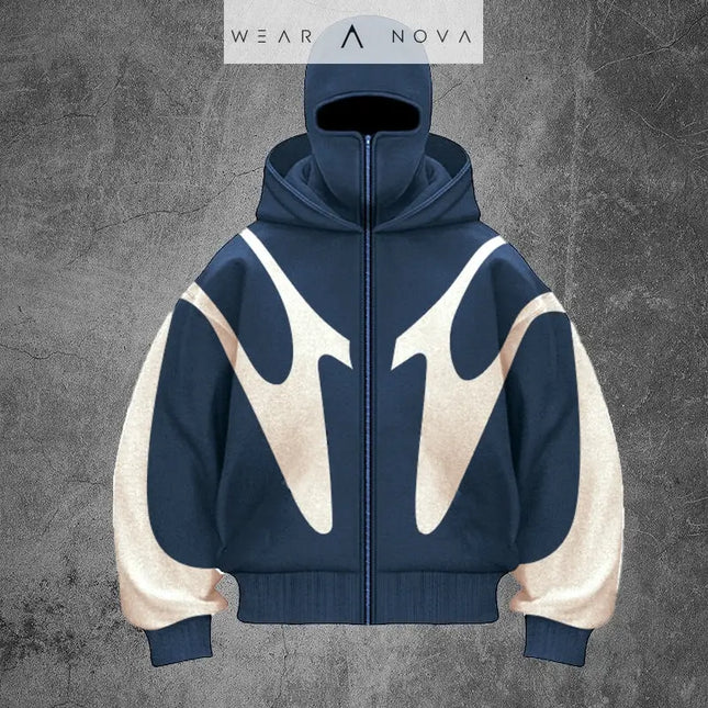Double Hooded Sweater Unisex  with Graphic Design for Winter  Hooded Unisex Sapphire-Blue-XXL
