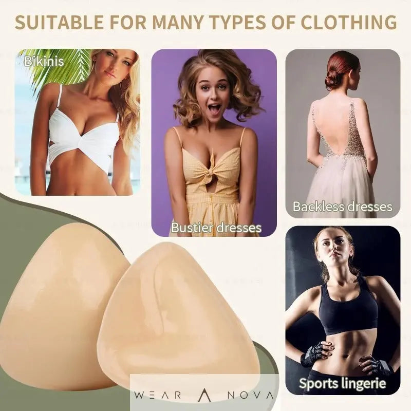 Double Sided Adhesive Sticky Bra Inserts Push Up Thick Sponge Breast Lift Pads Women Swimsuit Bikini Cup Enhancer - WearaNova