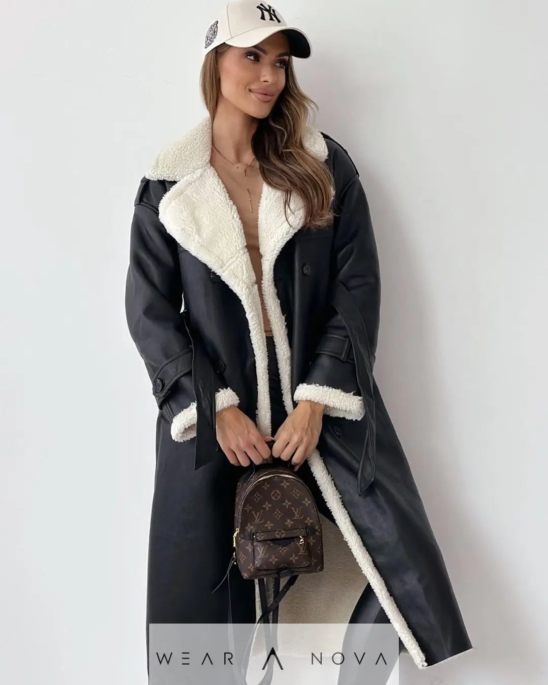 Double-breasted stand-up collar coater plush  Fashion NewEraWear