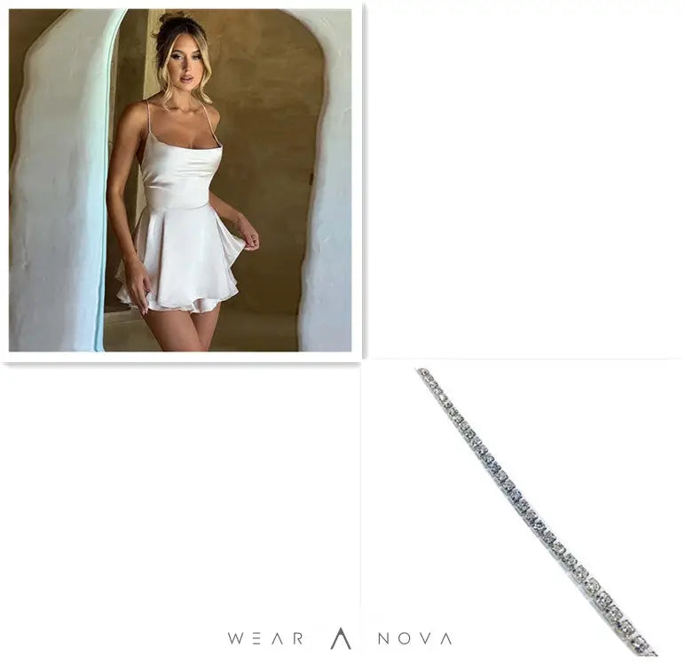 Elegant Femme Sexy Satin Suspender Skirt - Backless Lace-Up A-Line Short Dress for Confident Women  Dress Elegant 