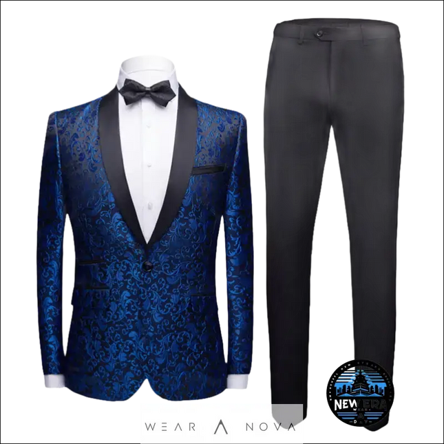 Elegant Tuxedo Tuxedos Suit Blue Blooms  Fashion