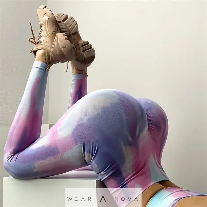 Fitness Sets FOR Women High Rise Tummy Control Scrunch Legging Strap Workout Gym - WearaNova