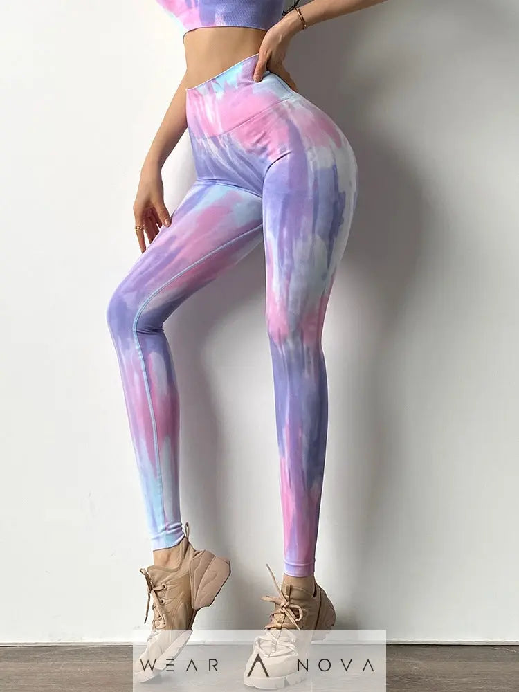 Fitness Sets FOR Women High Rise Tummy Control Scrunch Legging Strap Workout Gym - WearaNova