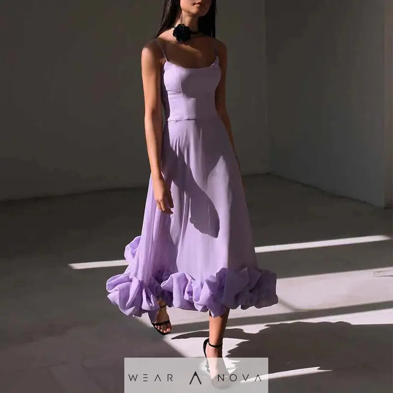 Floral Elegance A-Line Skirt with 3D Flowers & Chic Suspenders  Dress 