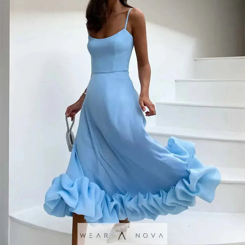 Floral Elegance A-Line Skirt with 3D Flowers & Chic Suspenders  Dress 