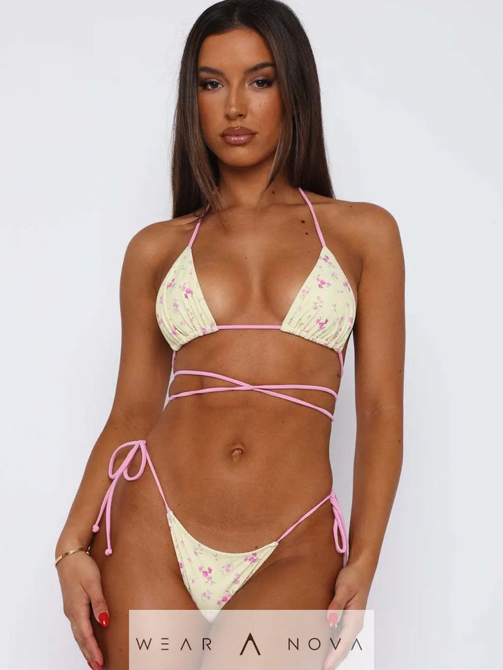 Floral Print Strap Bikini Swimwear for Women  intimo 