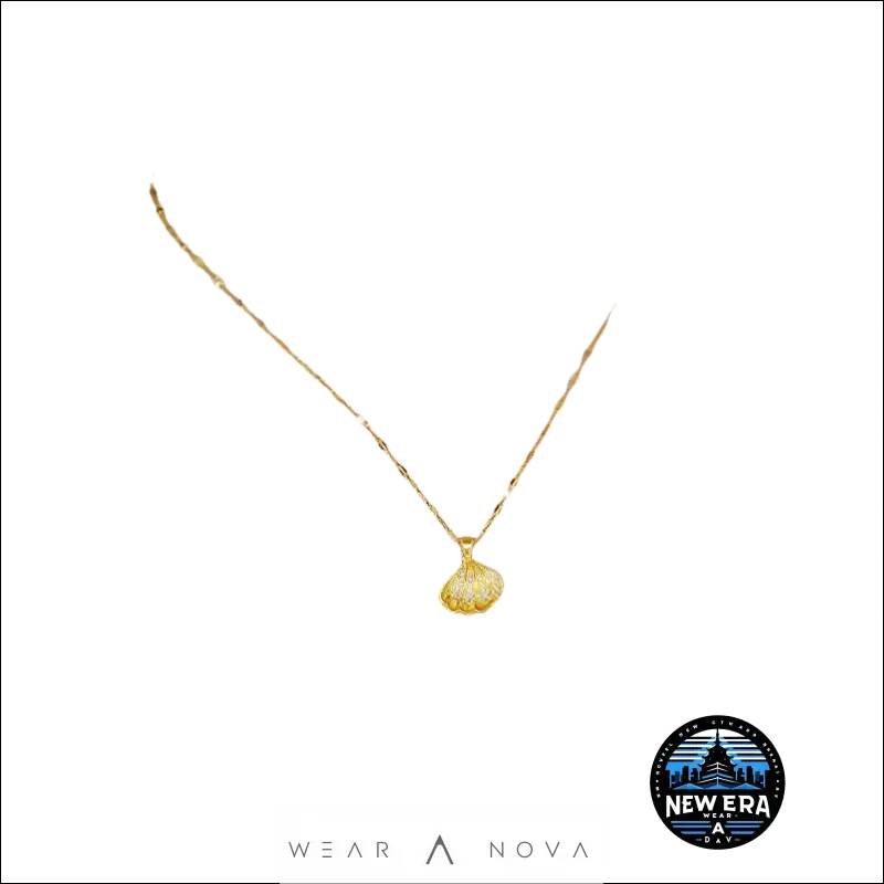 Golden Seashell Necklace – Titanium Steel Elegance |WearANova  Fashion 