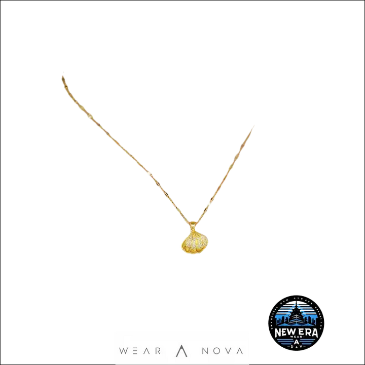 Golden Seashell Necklace – Titanium Steel Elegance |WearANova  Fashion 