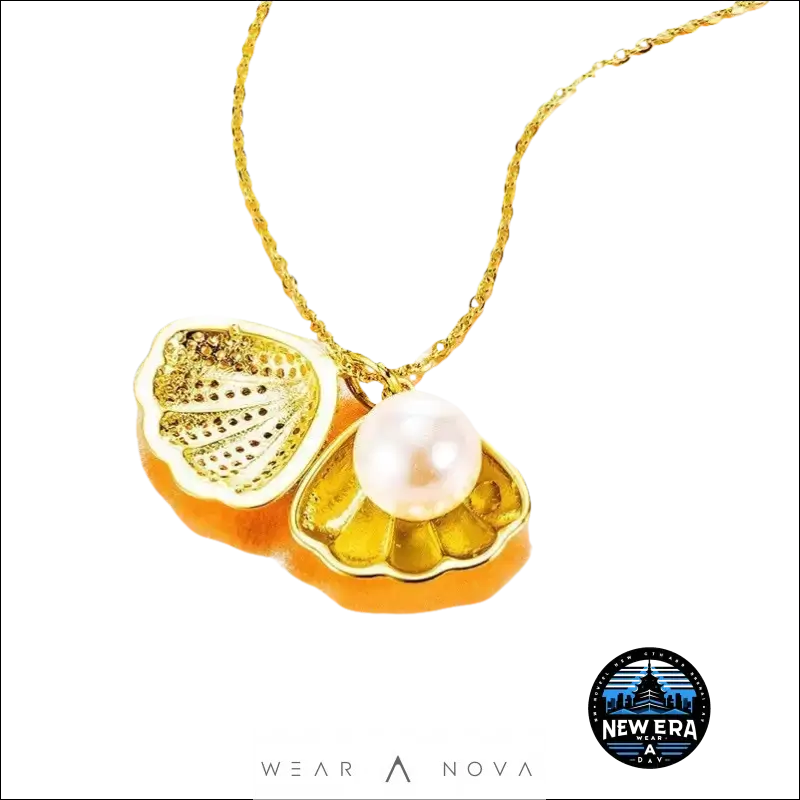Golden Seashell Necklace – Titanium Steel Elegance |WearANova  Fashion 