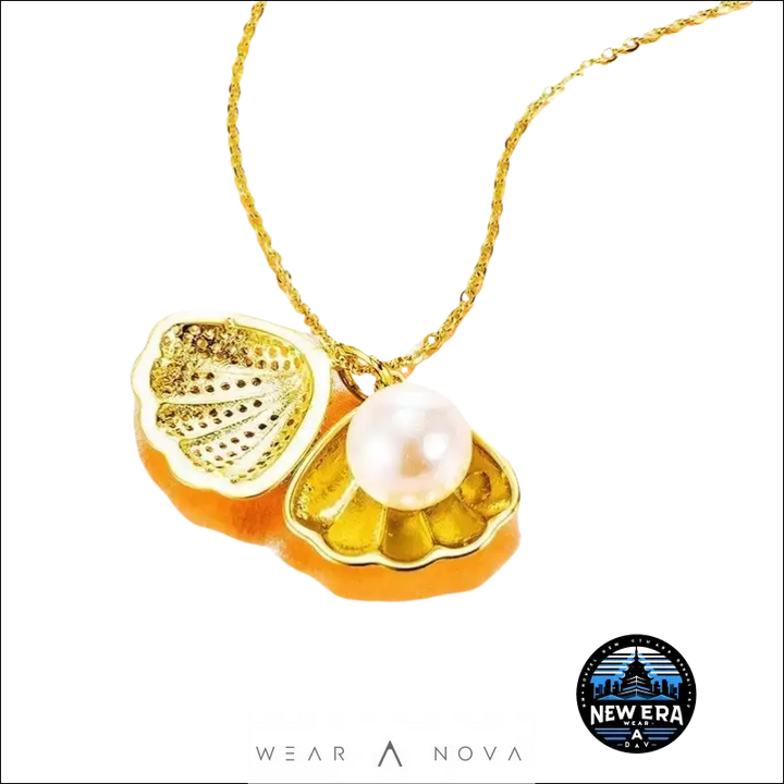 Golden Seashell Necklace – Titanium Steel Elegance |WearANova  Fashion 