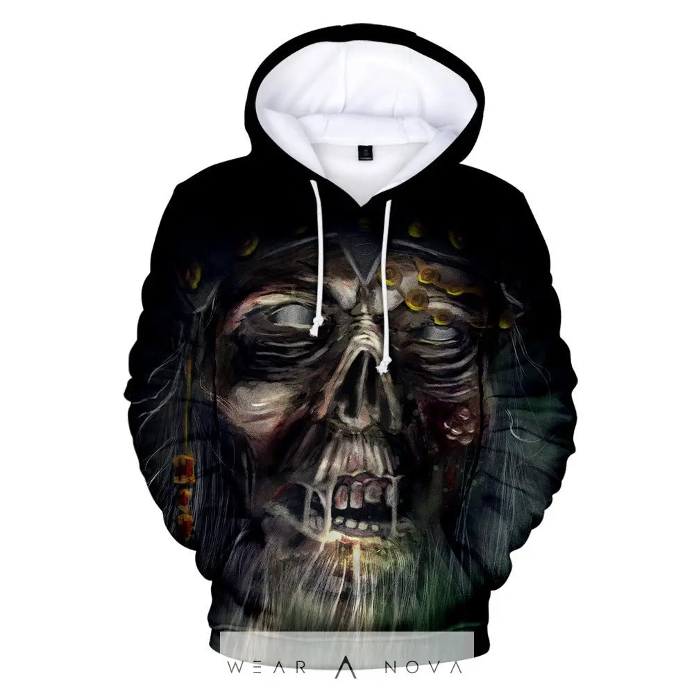 Hooded Sweater with 3D Skull Digital Printing  Fashion Man NewEraWear