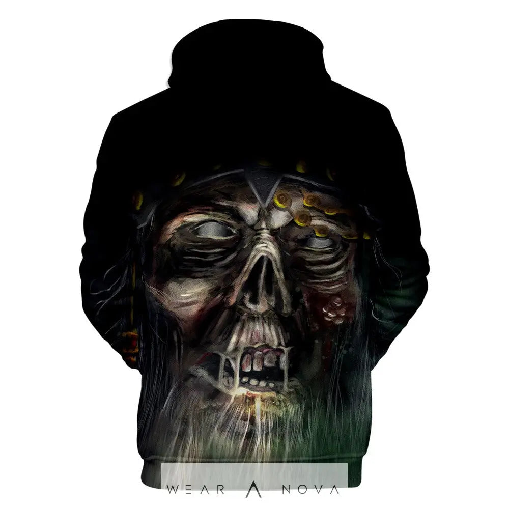 Hooded Sweater with 3D Skull Digital Printing  Fashion Man NewEraWear