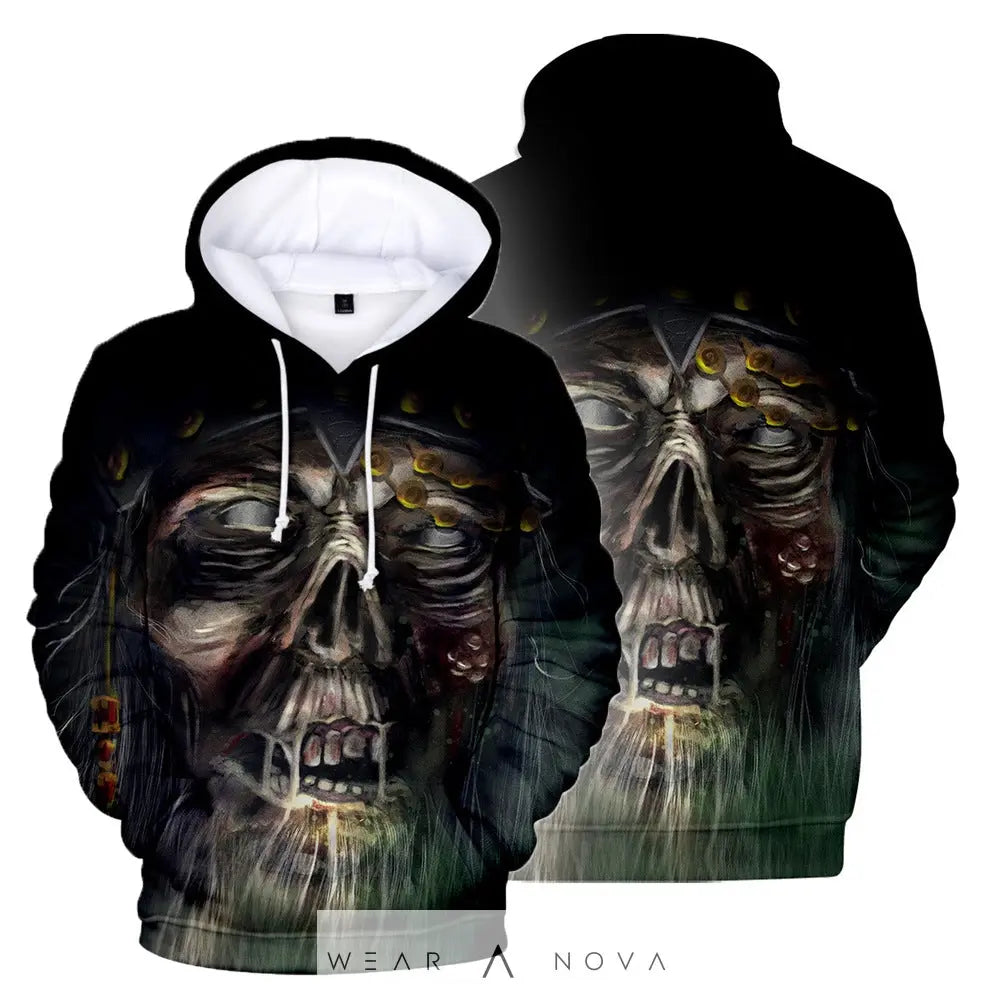 Hooded Sweater with 3D Skull Digital Printing  Fashion Man NewEraWear
