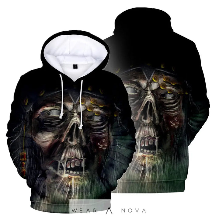 Hooded Sweater with 3D Skull Digital Printing  Fashion Man NewEraWear