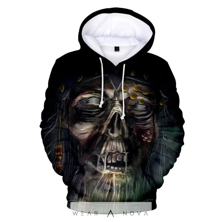 Hooded Sweater with 3D Skull Digital Printing  Fashion Man NewEraWear