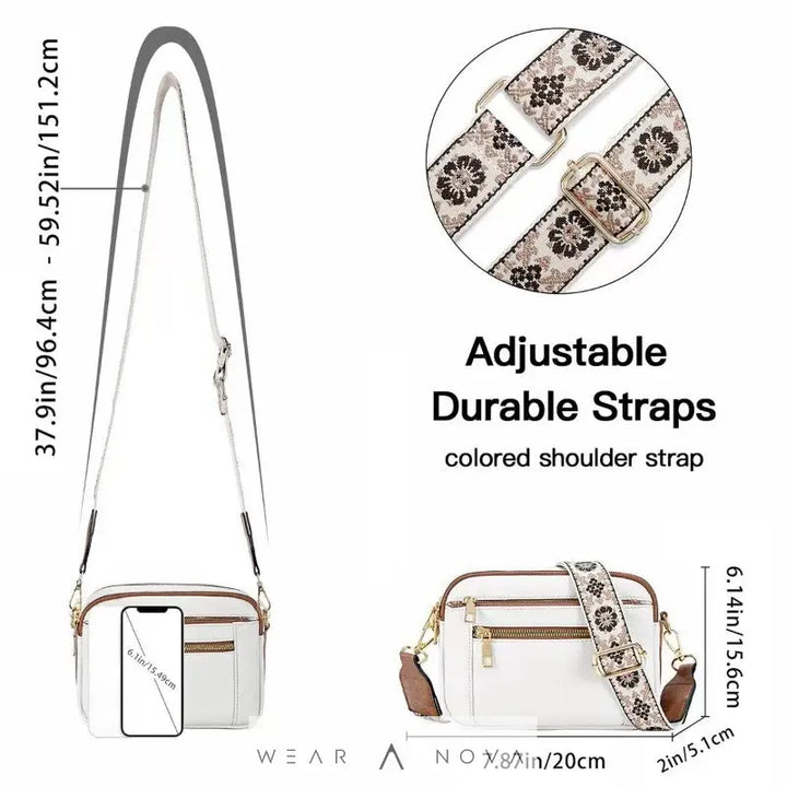 Ladies' Small Square Bag Two-tone Leather Crossbody Bag Large-capacity PU Crossbody Wallet Multi-functional For Women's Bag - WearaNova