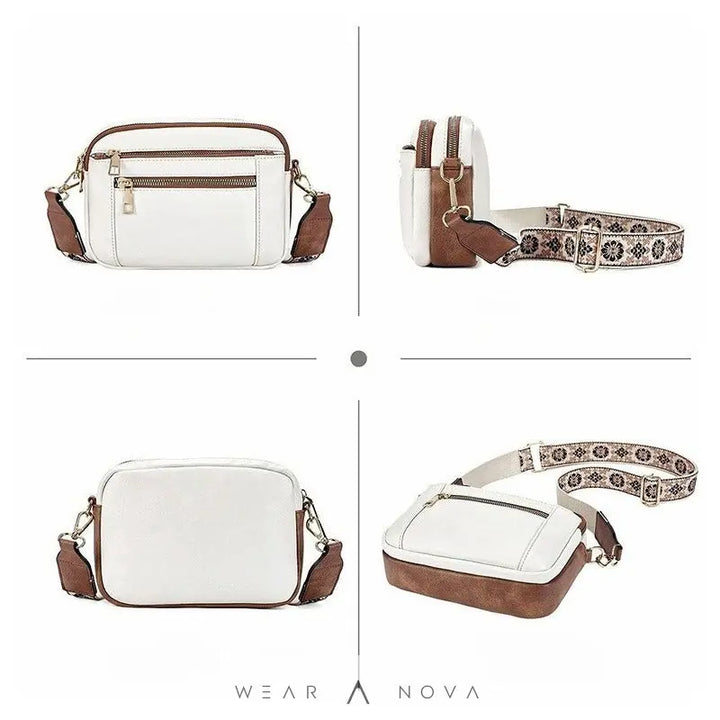 Ladies' Small Square Bag Two-tone Leather Crossbody Bag Large-capacity PU Crossbody Wallet Multi-functional For Women's Bag - WearaNova