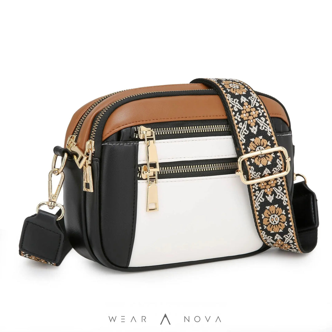Ladies' Small Square Bag Two-tone Leather Crossbody Bag Large-capacity PU Crossbody Wallet Multi-functional For Women's Bag - WearaNova