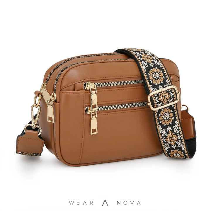 Ladies' Small Square Bag Two-tone Leather Crossbody Bag Large-capacity PU Crossbody Wallet Multi-functional For Women's Bag - WearaNova