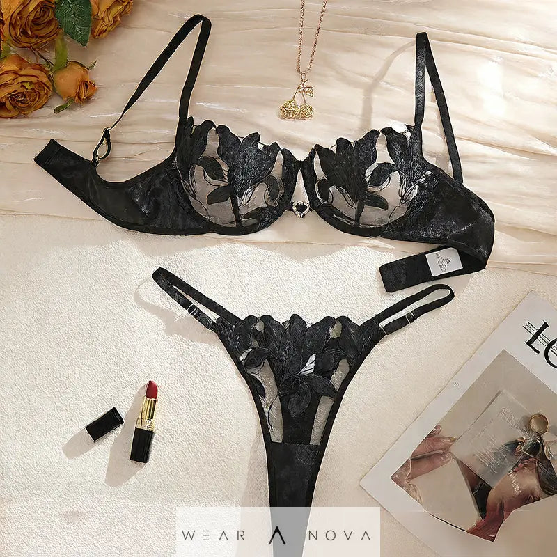 Large Size Intimates Transparent Flower Embroider Sexy  intimo NewEraWear