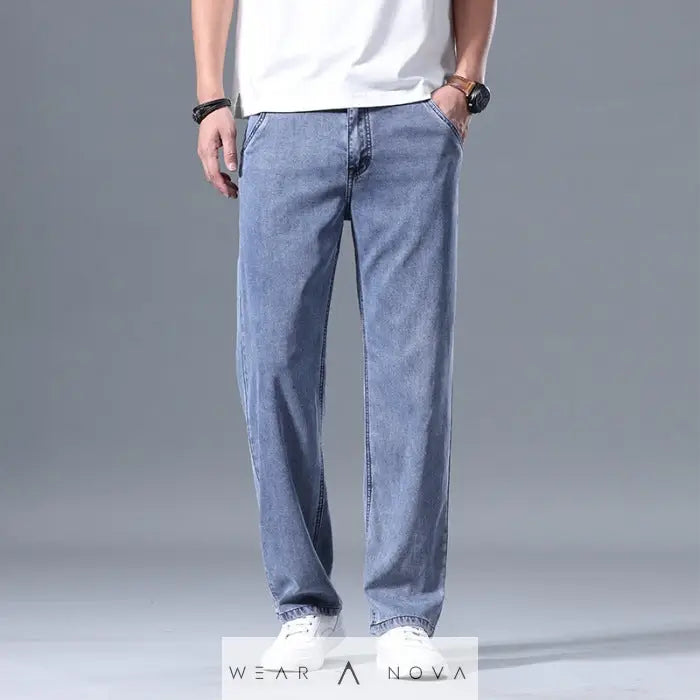Lyocell Jeans Men's Loose Straight Casual - WearaNova