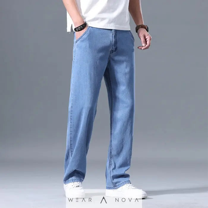 Lyocell Jeans Men's Loose Straight Casual - WearaNova