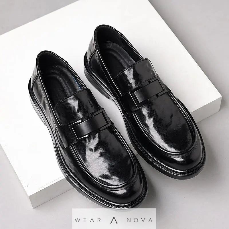 Men's British Slip-on Pointed Leather Shoes  Elegant Shoe Man 
