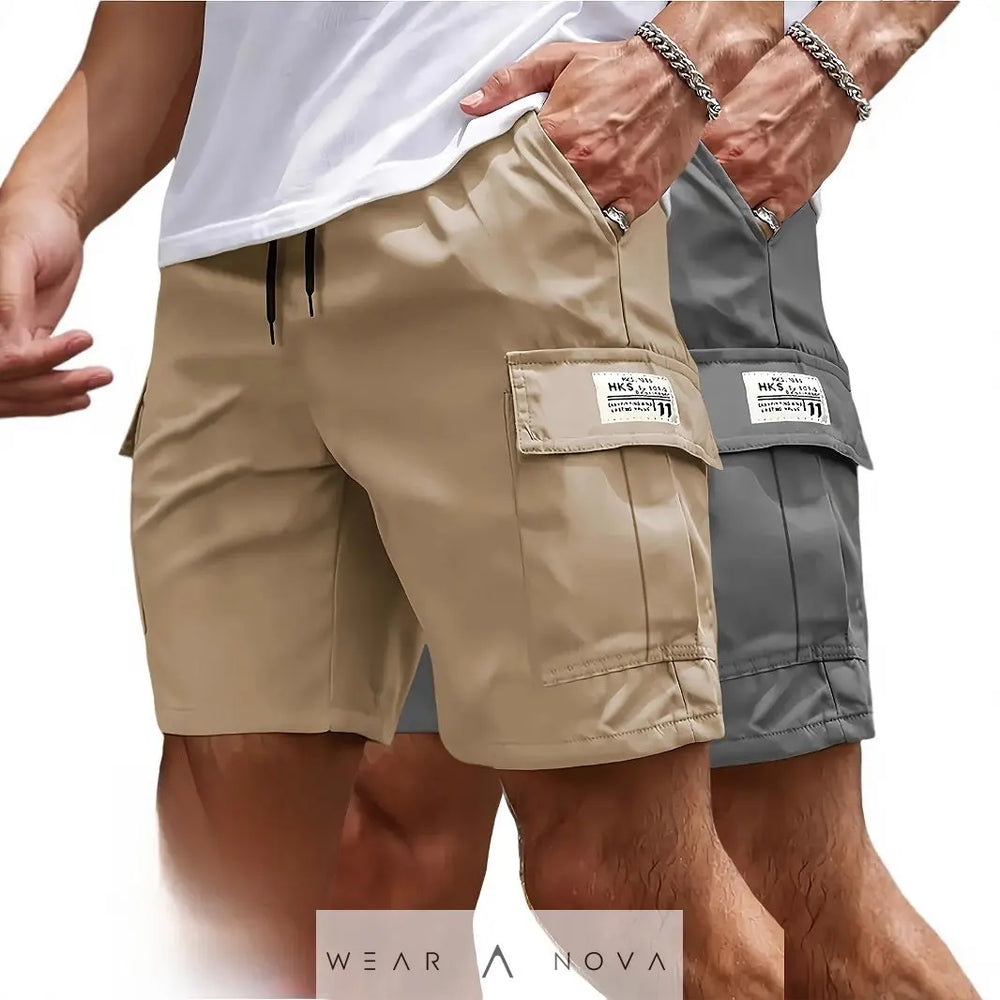 Men's Cargo Shorts with Drawstring Waist and Multi-Pockets  Men's Clothing 