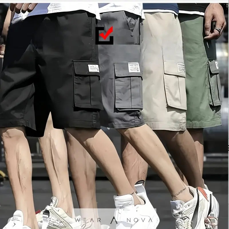 Men's Cargo Shorts with Drawstring Waist and Multi-Pockets  Men's Clothing 