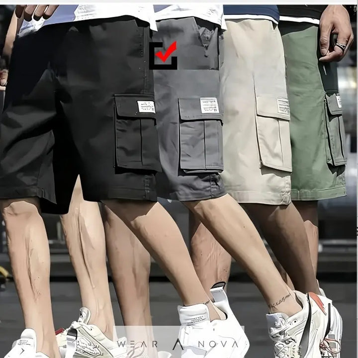 Men's Cargo Shorts with Drawstring Waist and Multi-Pockets  Men's Clothing 