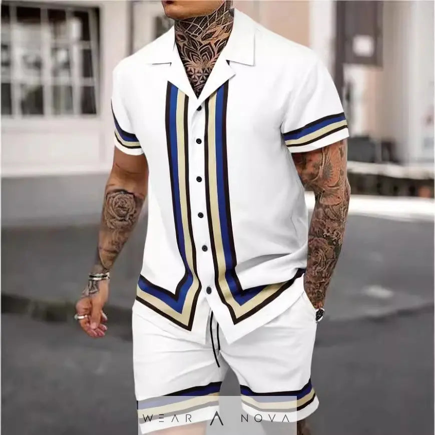 Men's Cuban collar shirt and shorts suit - WearaNova